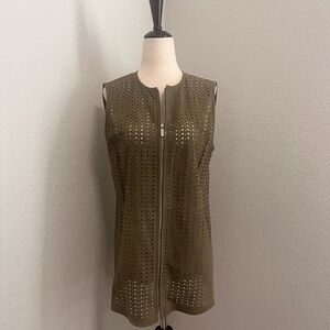 Lafayette 148 New York Olive Green Perforated Vest